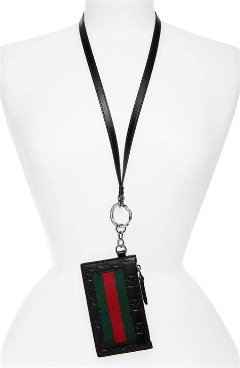 gucci signature zip around card case|gucci card case with lanyard.